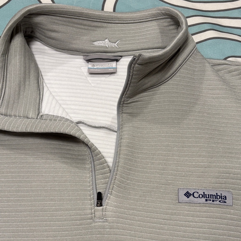 Columbia Light Gray Pinstripe Quarter-Zip Pullover